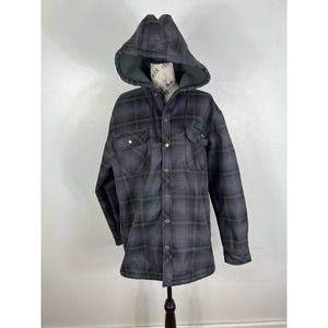 Men's Dickies Plaid fleece quilted lined button up hoodie Shaket